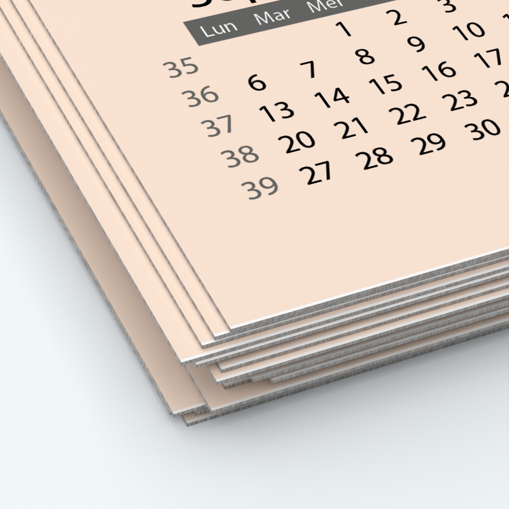 Calendrier photo une page XL - Papier épais rigide 400 g/m2