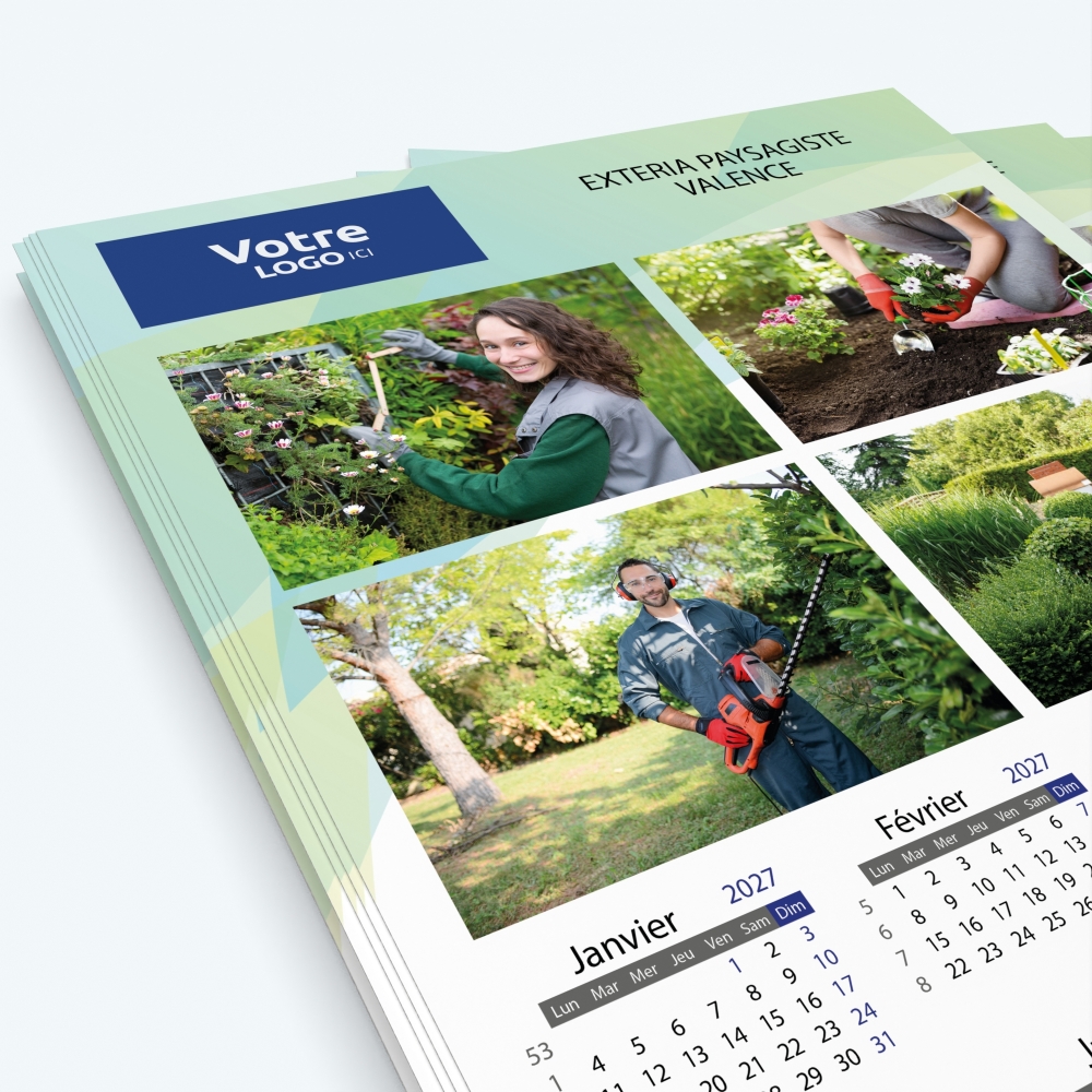 Calendrier photo une page XL - Nombre de photos, logos et texte illimité