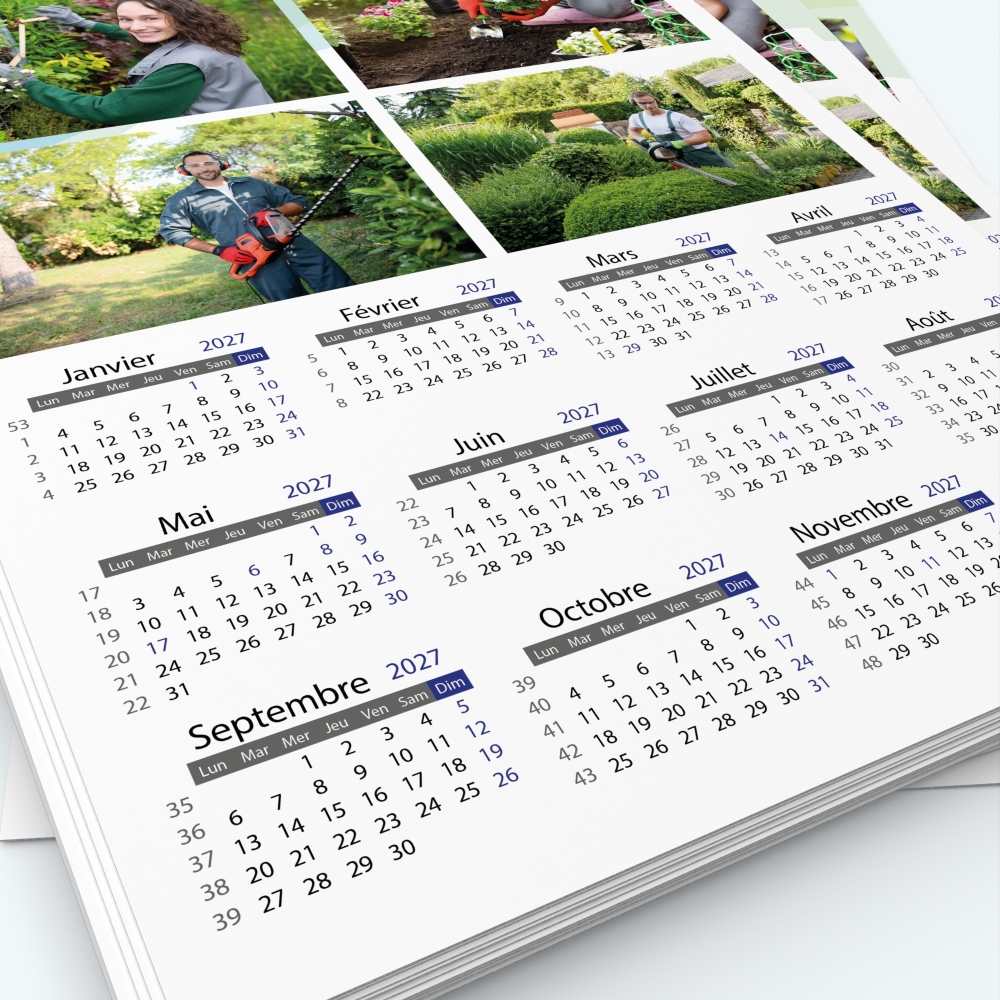 Calendrier photo une page XL - Grille calendaire personnalisable