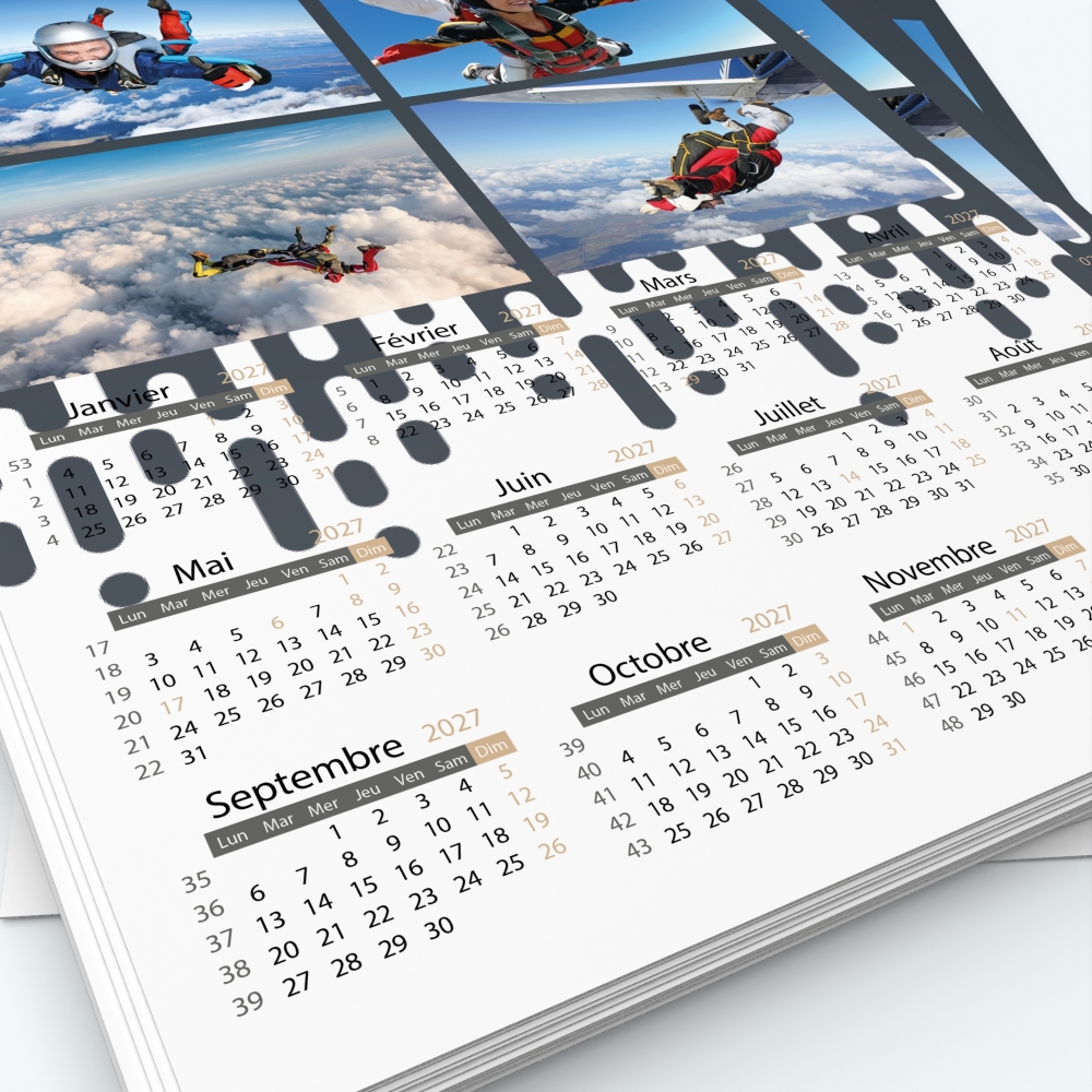 Calendrier photo une page XL - Grille calendaire personnalisable