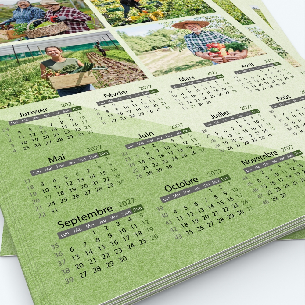 Calendrier photo une page XL - Grille calendaire personnalisable