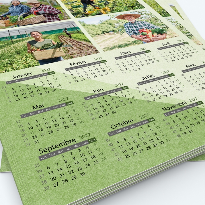 Calendrier photo une page XL - Grille calendaire personnalisable