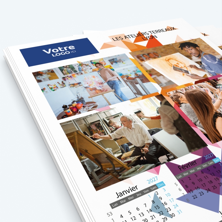Calendrier photo une page XL - Nombre de photos, logos et texte illimité