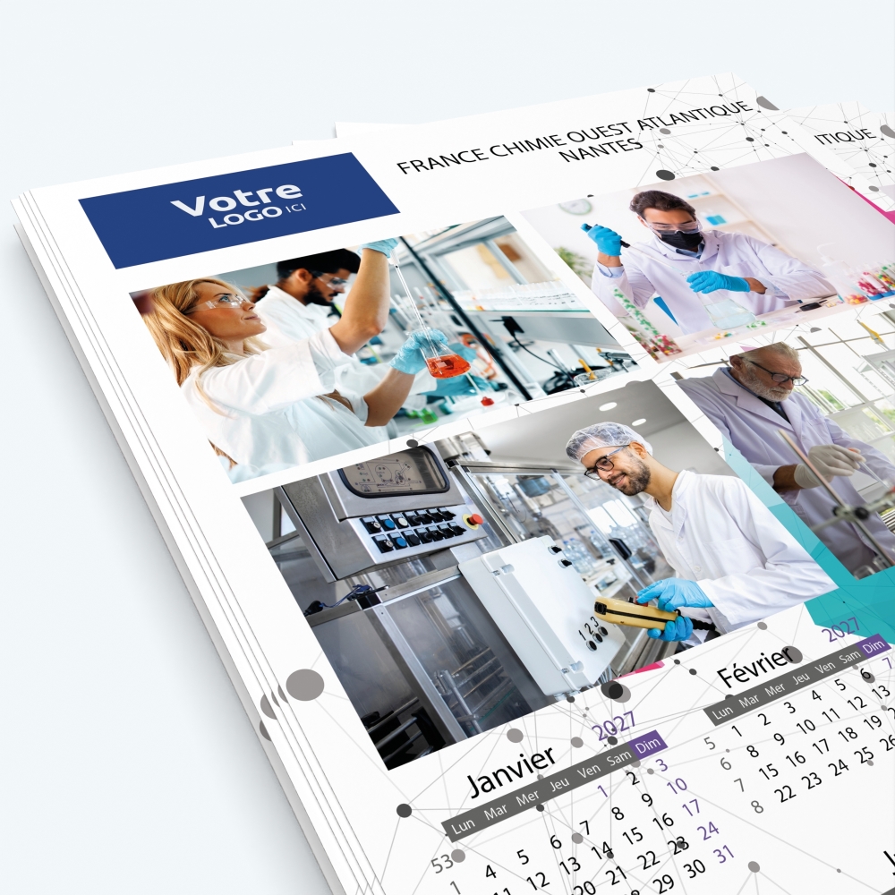 Calendrier photo une page XL - Nombre de photos, logos et texte illimité
