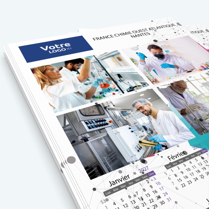 Calendrier photo une page XL - Nombre de photos, logos et texte illimité