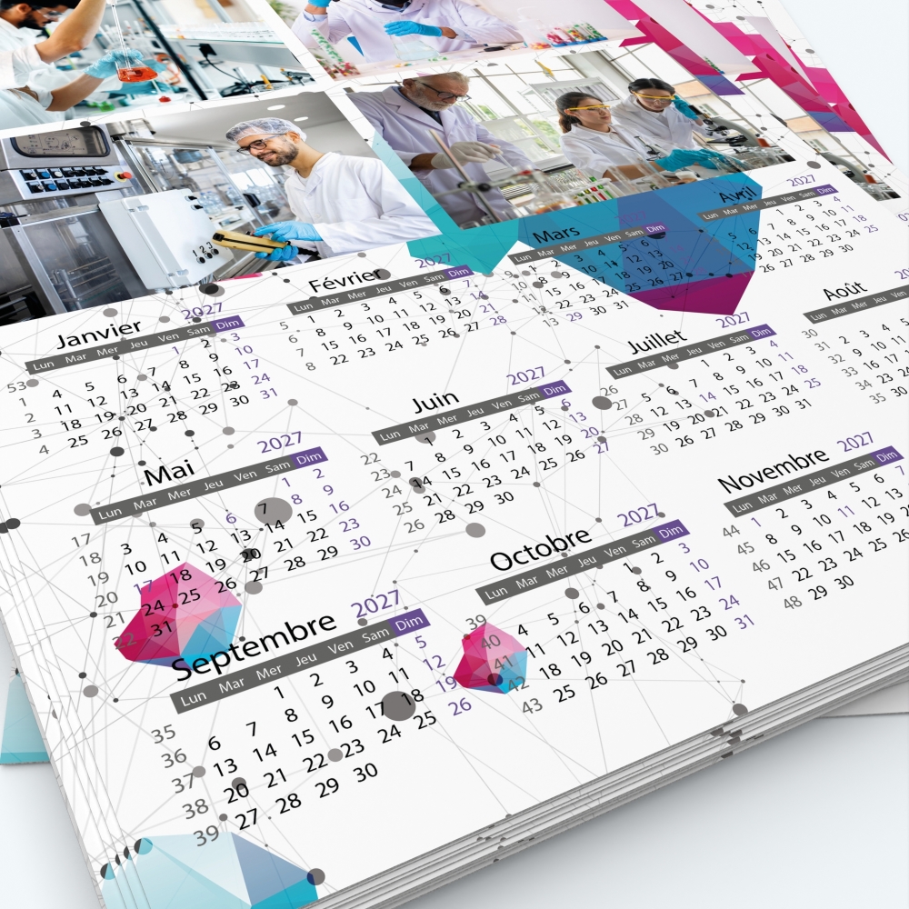 Calendrier photo une page XL - Grille calendaire personnalisable