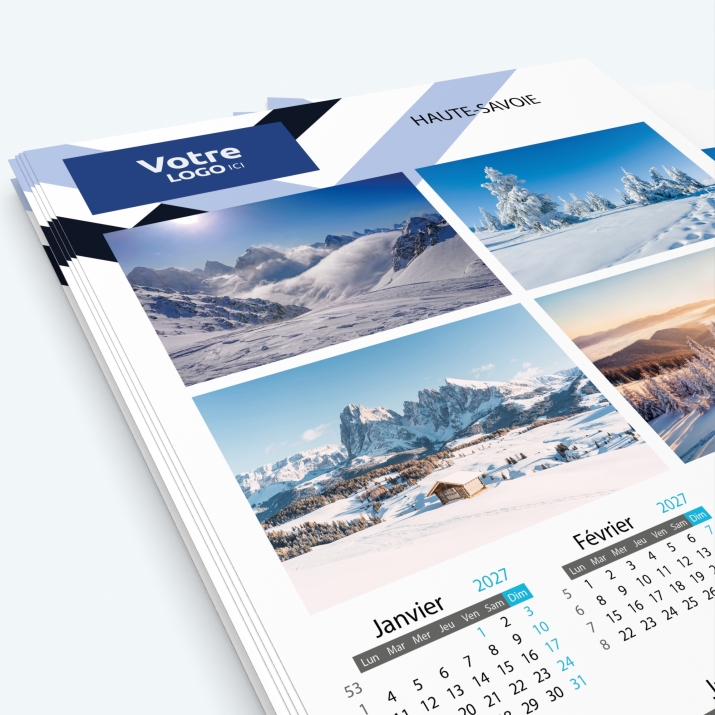 Calendrier photo une page XL - Nombre de photos, logos et texte illimité