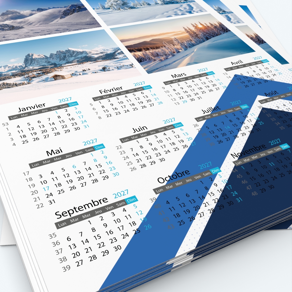 Calendrier photo une page XL - Grille calendaire personnalisable