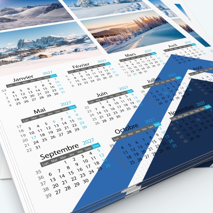 Calendrier photo une page XL - Grille calendaire personnalisable
