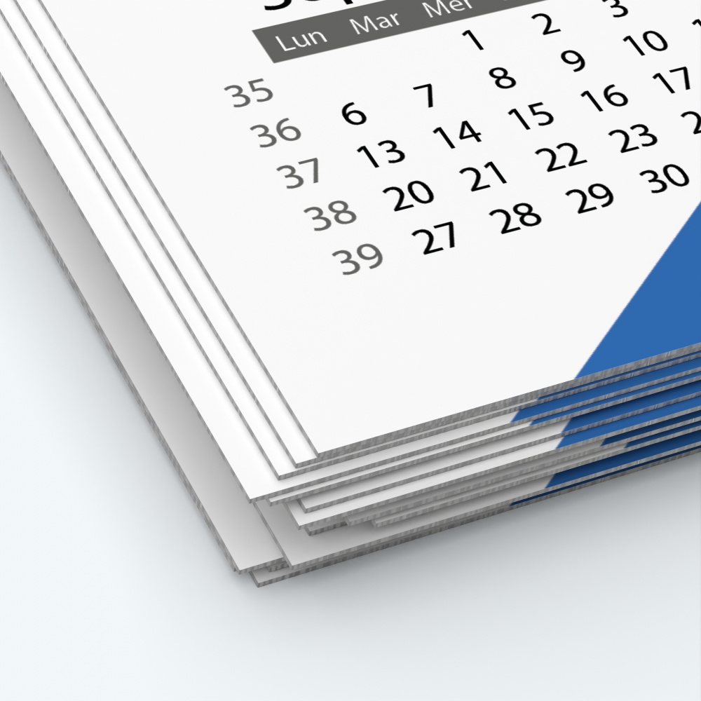 Calendrier photo une page XL - Papier épais rigide 400 g/m2