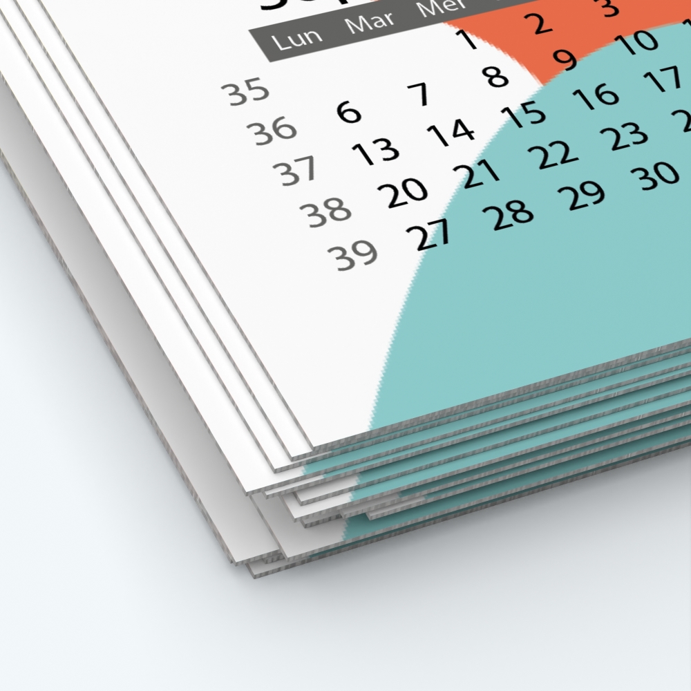 Calendrier photo une page XL - Papier épais rigide 400 g/m2