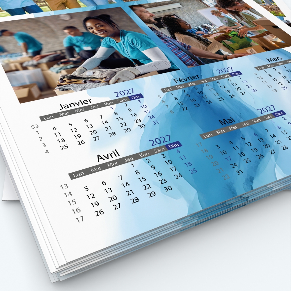 Calendrier photo deux pages XL - Grille calendaire personnalisable