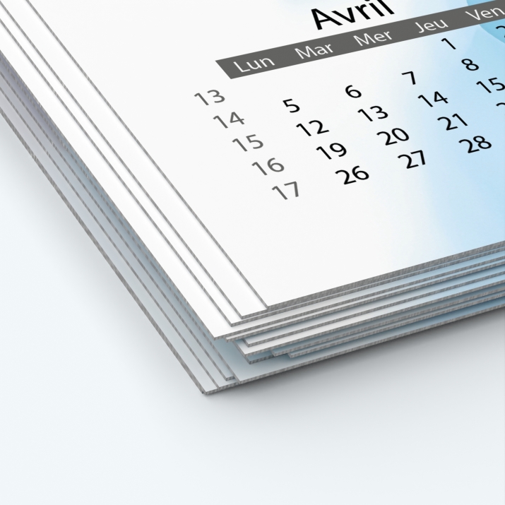 Calendrier photo deux pages XL - Papier épais rigide 400 g/m2