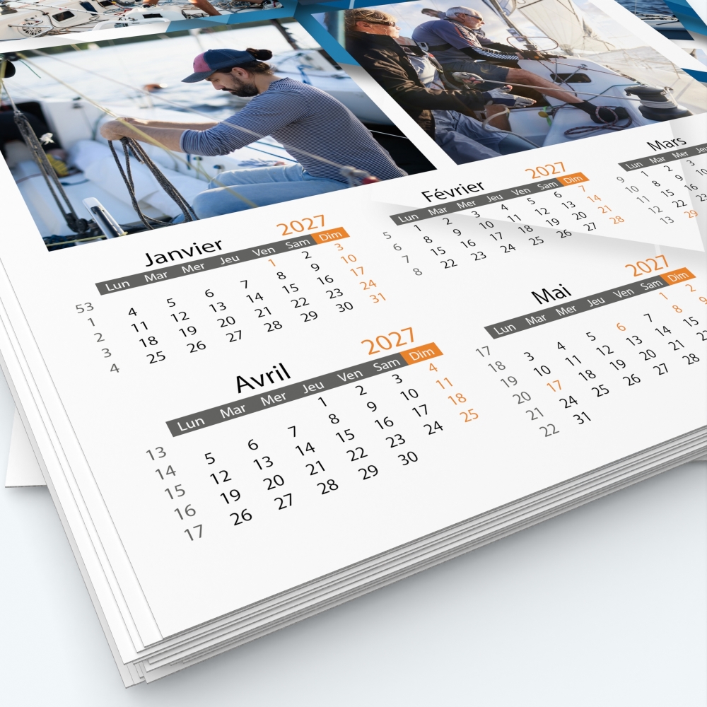 Calendrier photo deux pages XL - Grille calendaire personnalisable