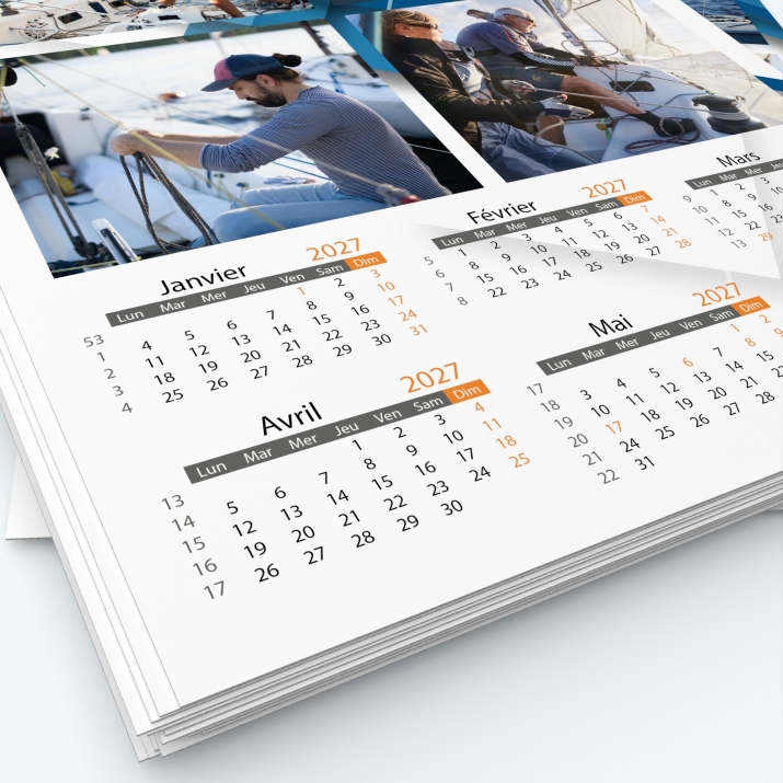 Calendrier photo deux pages XL - Grille calendaire personnalisable
