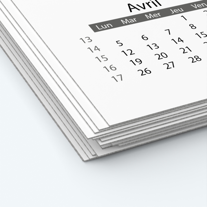 Calendrier photo deux pages XL - Papier épais rigide 400 g/m2