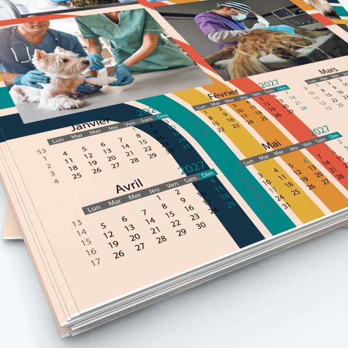 Calendrier photo deux pages XL - Grille calendaire personnalisable