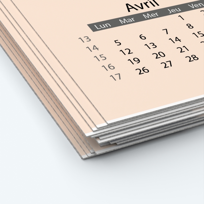 Calendrier photo deux pages XL - Papier épais rigide 400 g/m2