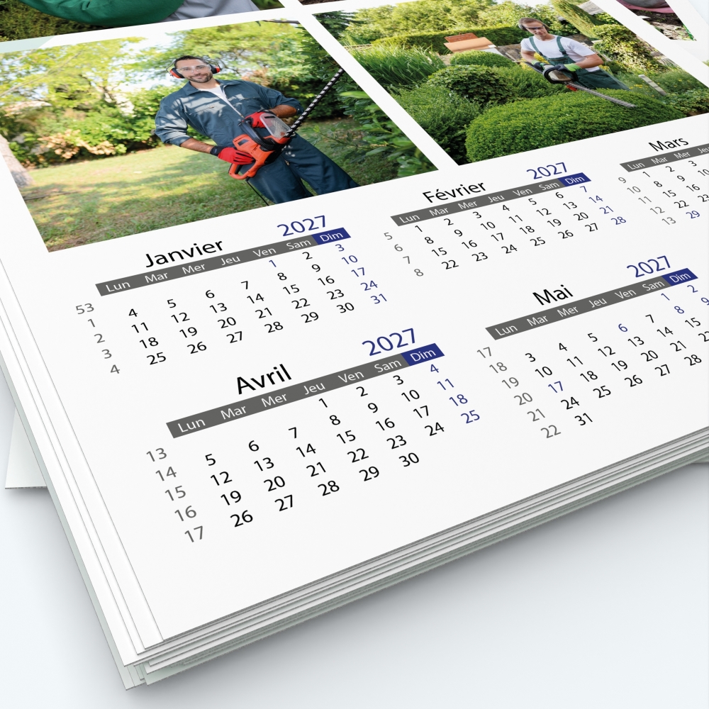 Calendrier photo deux pages XL - Grille calendaire personnalisable