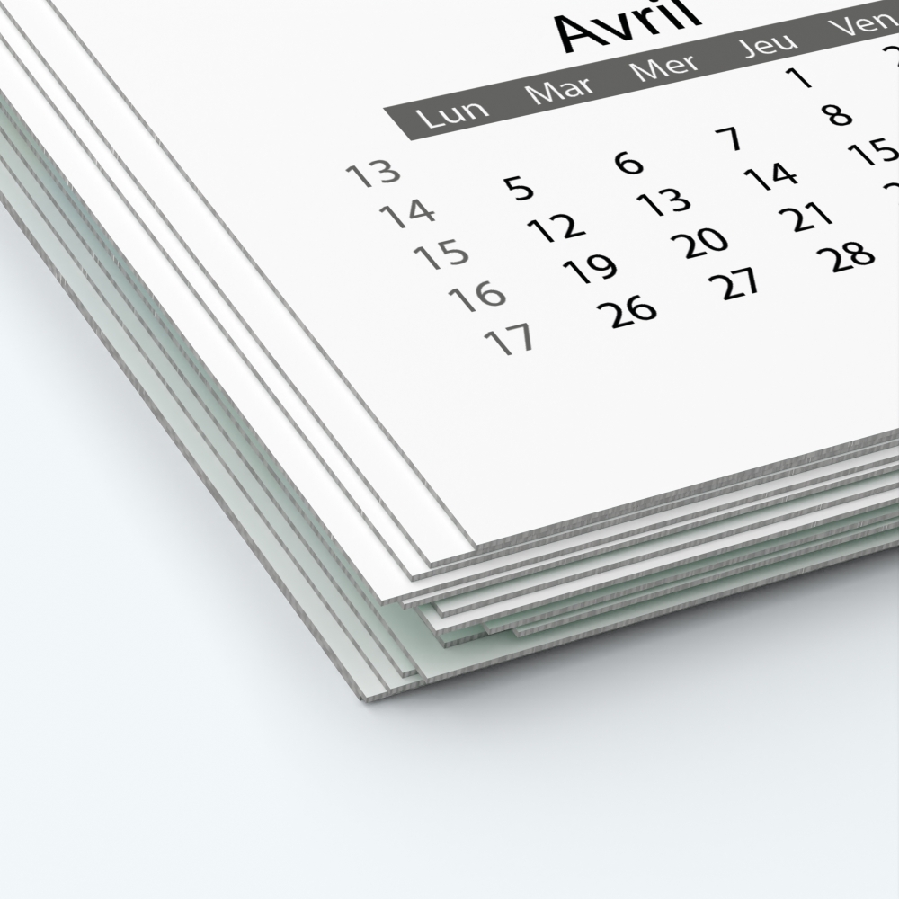 Calendrier photo deux pages XL - Papier épais rigide 400 g/m2