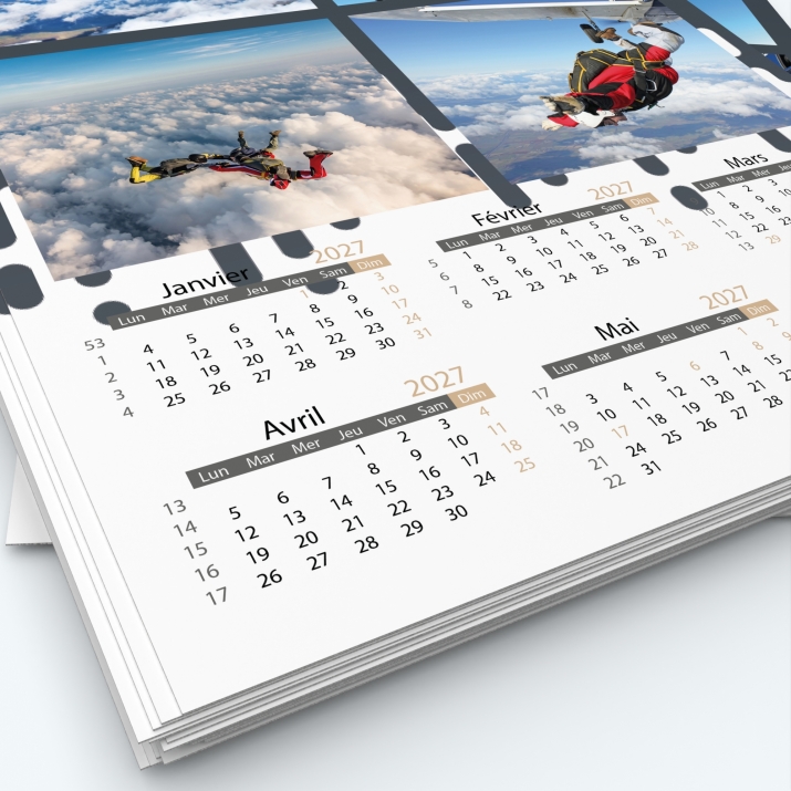 Calendrier photo deux pages XL - Grille calendaire personnalisable