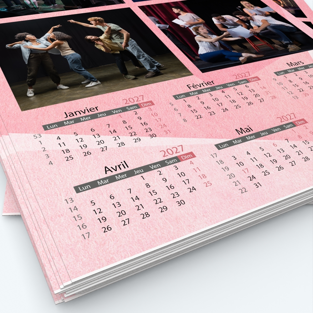 Calendrier photo deux pages XL - Grille calendaire personnalisable