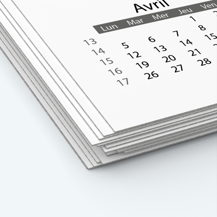 Calendrier photo deux pages XL - Papier épais rigide 400 g/m2
