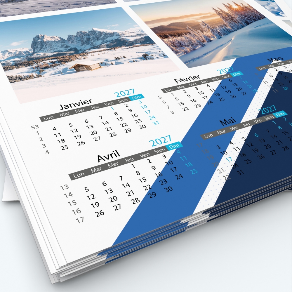 Calendrier photo deux pages XL - Grille calendaire personnalisable
