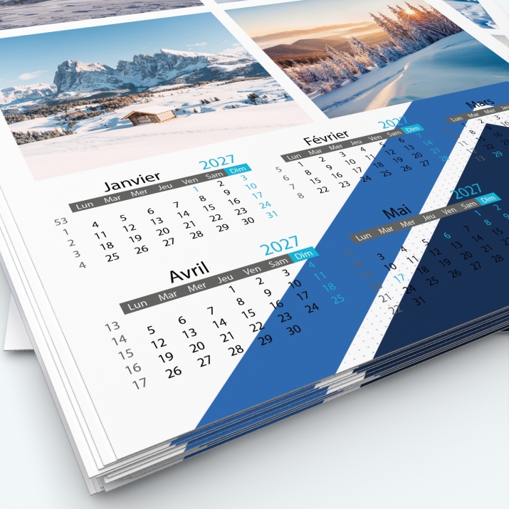 Calendrier photo deux pages XL - Grille calendaire personnalisable