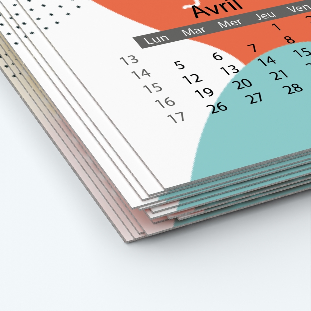 Calendrier photo deux pages XL - Papier épais rigide 400 g/m2