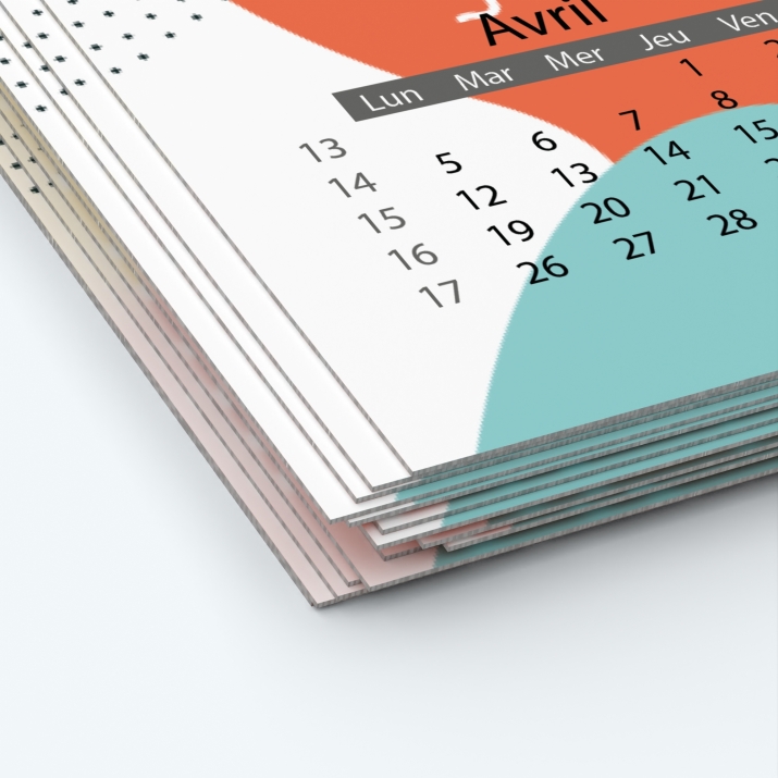 Calendrier photo deux pages XL - Papier épais rigide 400 g/m2