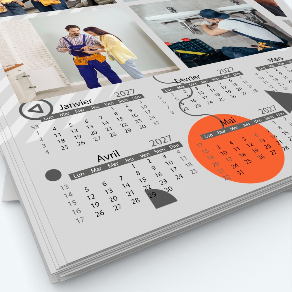 Calendrier photo deux pages XL - Grille calendaire personnalisable