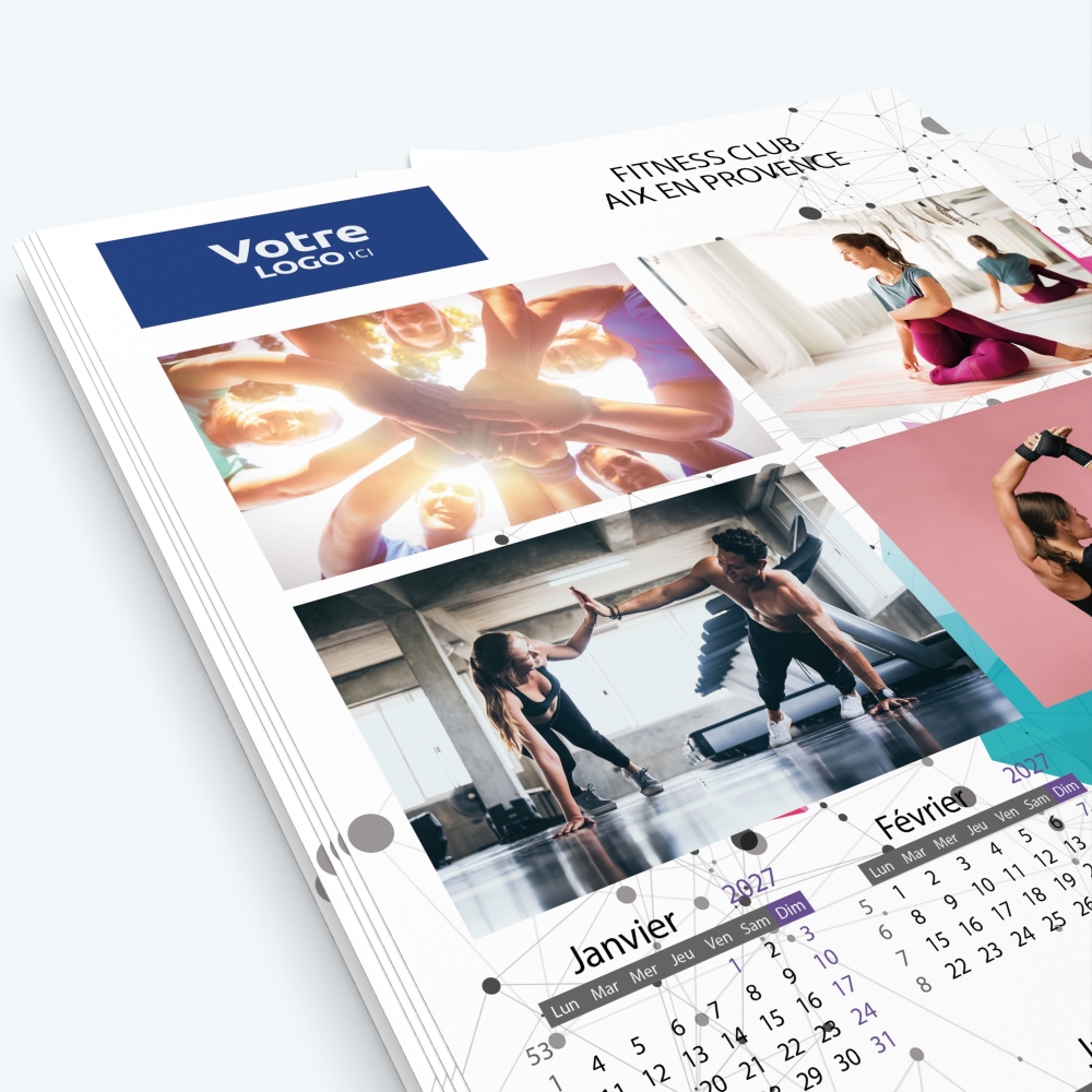 Calendrier photo une page XL - Nombre de photos, logos et texte illimité