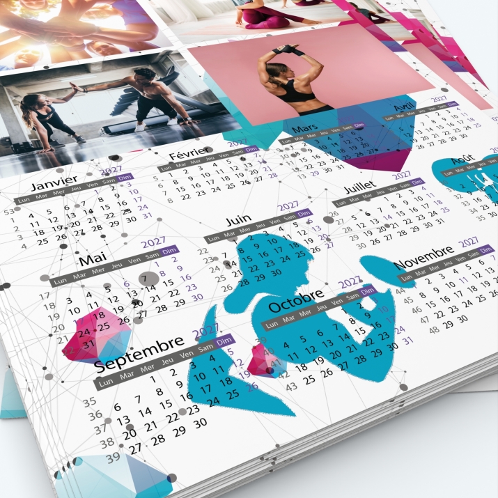 Calendrier photo une page XL - Grille calendaire personnalisable