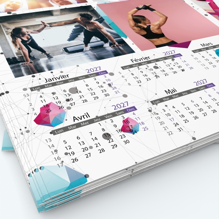 Calendrier photo deux pages XL - Grille calendaire personnalisable