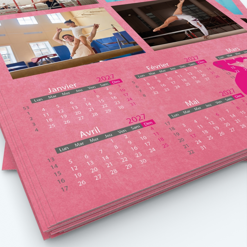 Calendrier photo deux pages - Grille calendaire personnalisable