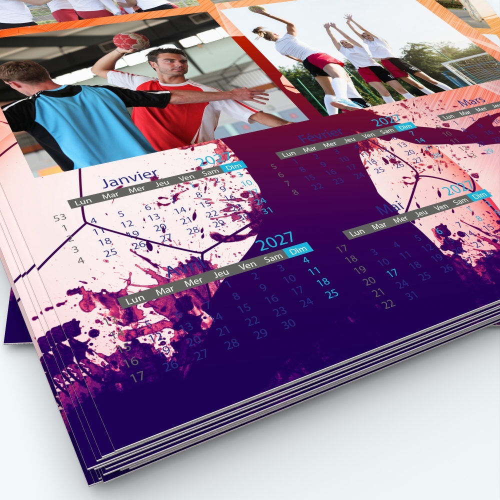 Calendrier photo deux pages XL - Grille calendaire personnalisable