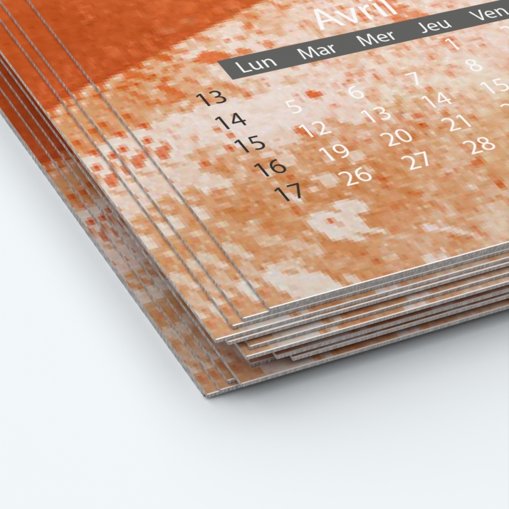 Calendrier photo deux pages XL - Papier épais rigide 400 g/m2