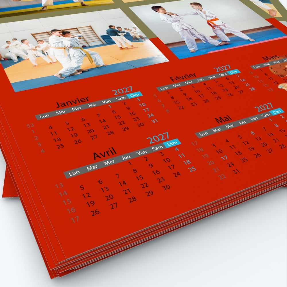 Calendrier photo deux pages - Grille calendaire personnalisable