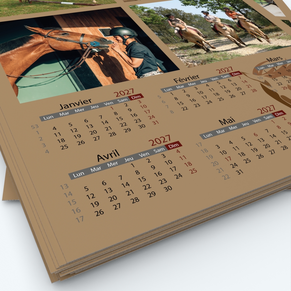 Calendrier photo deux pages XL - Grille calendaire personnalisable