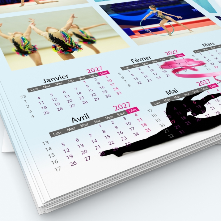 Calendrier photo deux pages - Grille calendaire personnalisable