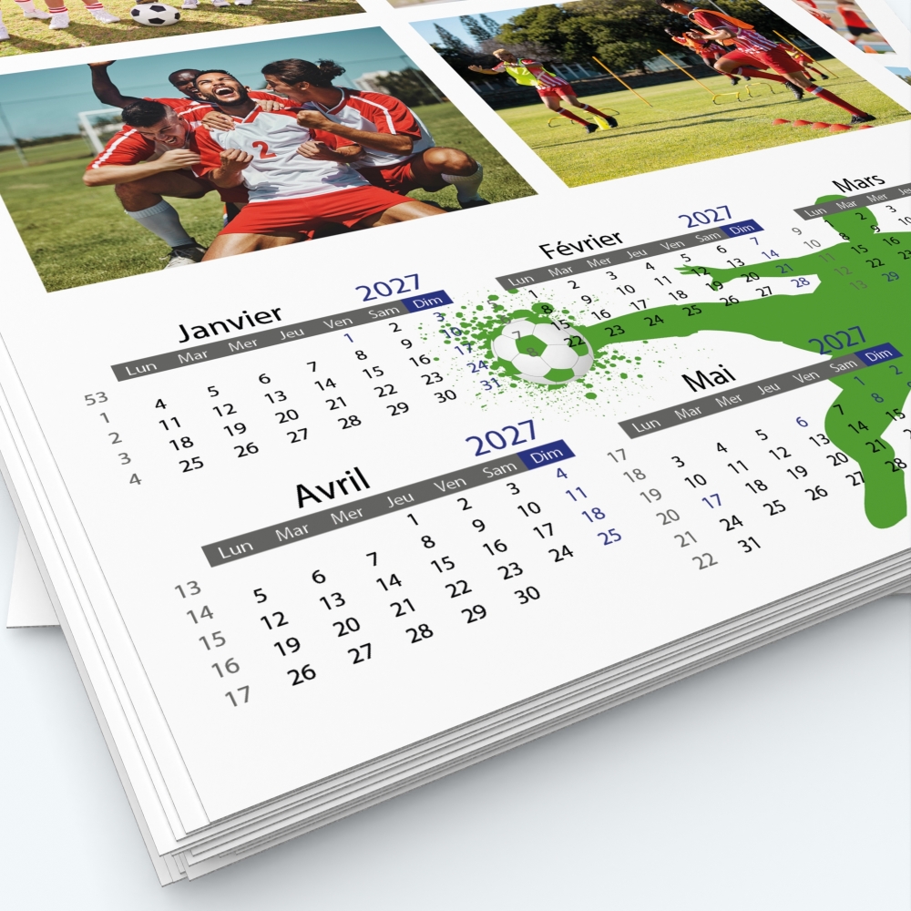 Calendrier photo deux pages - Grille calendaire personnalisable
