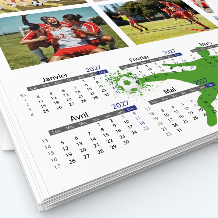 Calendrier photo deux pages - Grille calendaire personnalisable