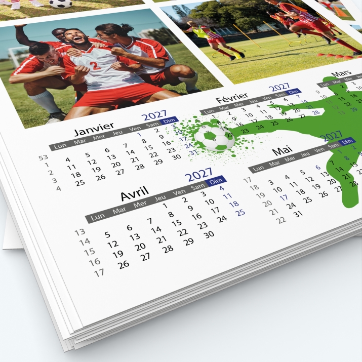 Calendrier photo deux pages XL - Grille calendaire personnalisable