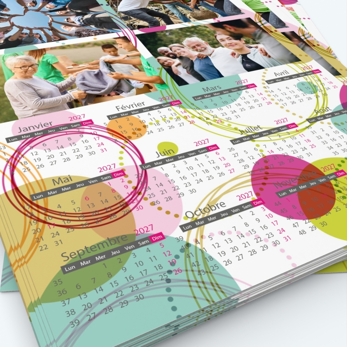 Calendrier photo une page - Grille calendaire personnalisable