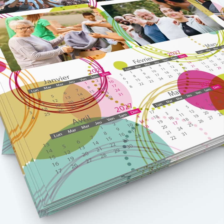 Calendrier photo deux pages - Grille calendaire personnalisable