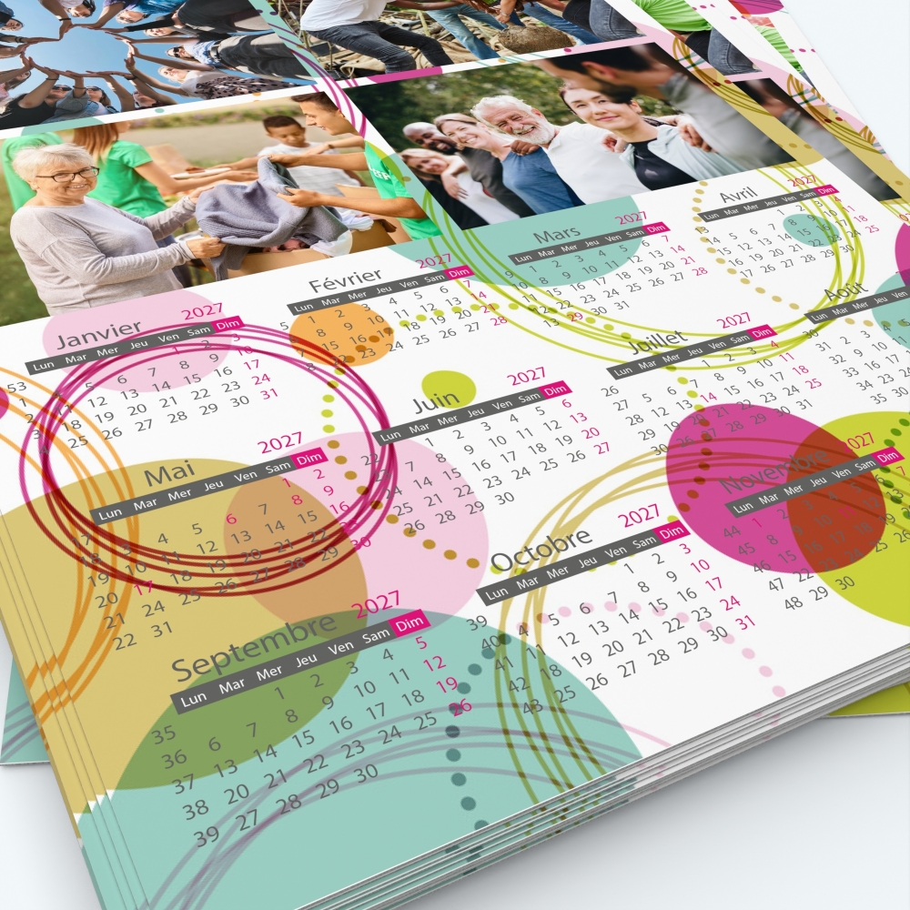 Calendrier photo une page XL - Grille calendaire personnalisable