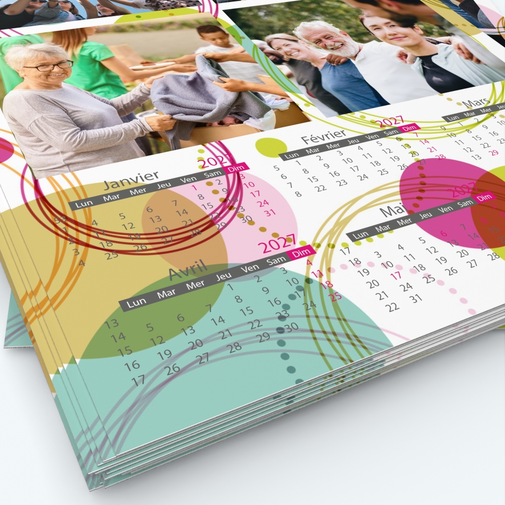 Calendrier photo deux pages XL - Grille calendaire personnalisable