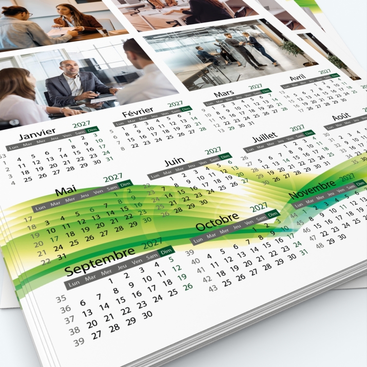 Calendrier photo une page - Grille calendaire personnalisable