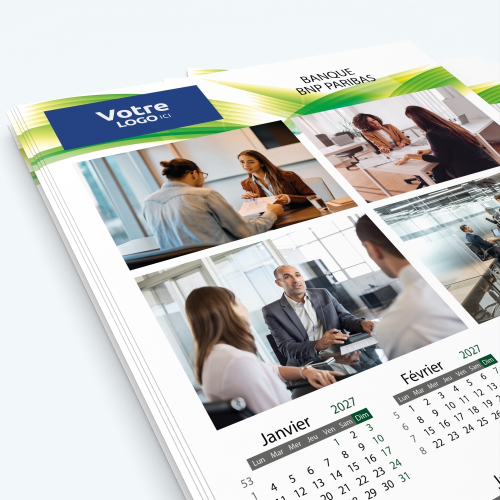 Calendrier photo une page XL - Nombre de photos, logos et texte illimité